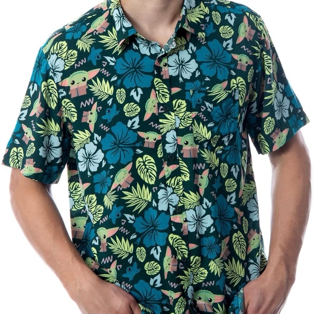 Star Wars Baby Yoda Tropical Floral Men's Shirt
